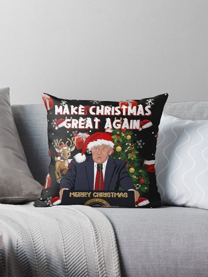 MAKE CHRISTMAS GREAT AGAIN, ANTI BIDEN, MAGA, TRUMP XMAS Pillow