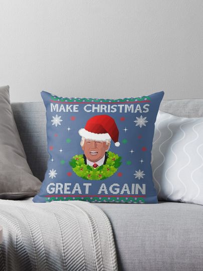 Make Christmas Great Again - Unisex Christmas Sweater/Jumper (Range of Colors) - Funny Xmas Donald Trump USA US President Sweatshirt Design Pillow