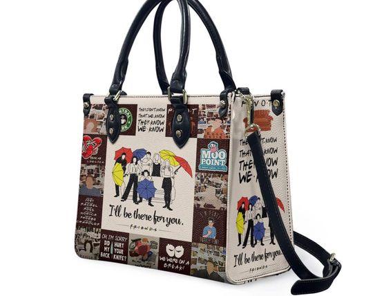 Friends Tv Show Women Leather Tote Bags, Friends Leather Handbag, Friends Christmas Bags, Christmas Handbag, Gift Women Christmas.