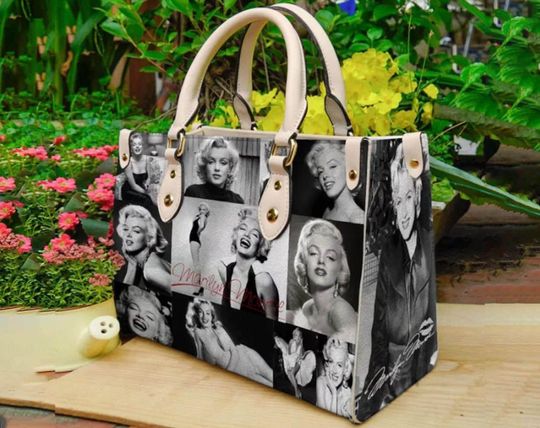 Marilyn Monroe Women Leather Tote Bags, Marilyn Monroe Leather Handbag, Marilyn Monroe Bags, Christmas Handbag, Gift Women Christmas.
