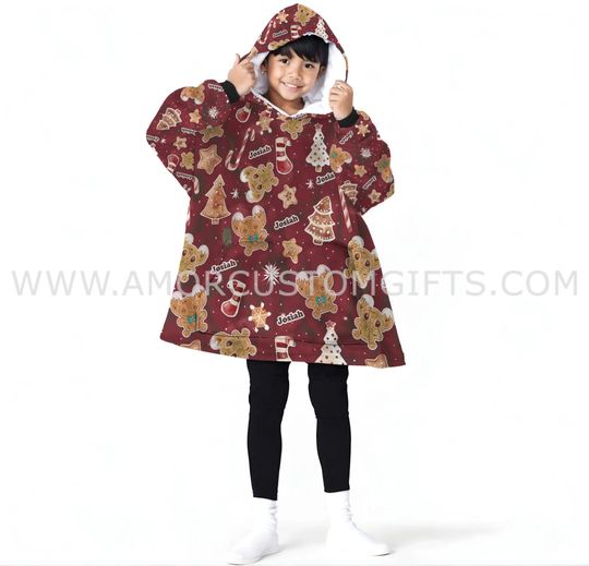 Christmas Cookie Stitch Snug Wearable Hoodie Blanket | Bigger & Longer Than Most Brands
