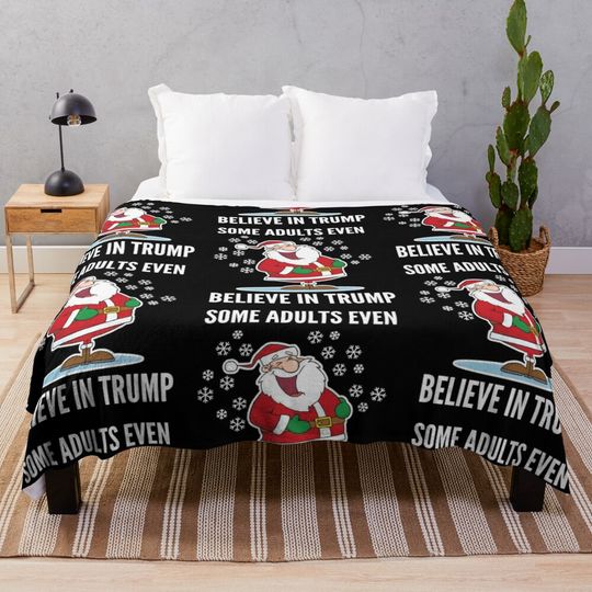 Santa claus Funny anti-Trump cartoon Throw Blanket