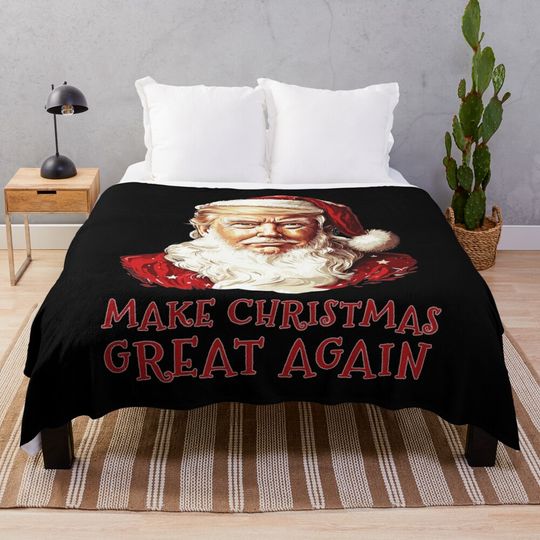 Make Christmas Great Again - Christmas Donald Trump Santa Claus Throw Blanket