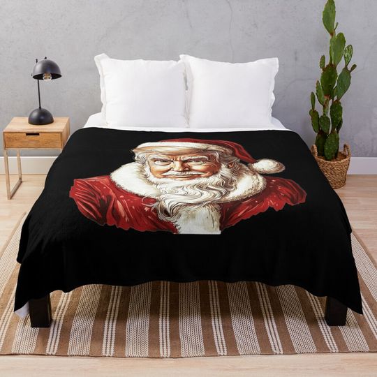 Trump Make Christmas Great Again - Christmas Donald Trump Santa Claus Throw Blanket
