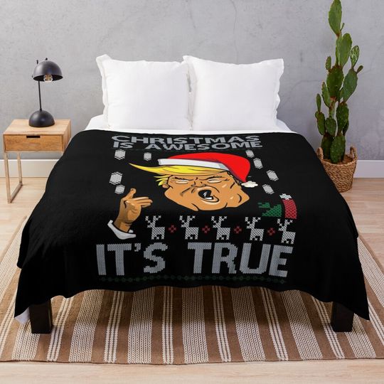 Trump Christmas | Santa Claus USA Fake News Throw Blanket