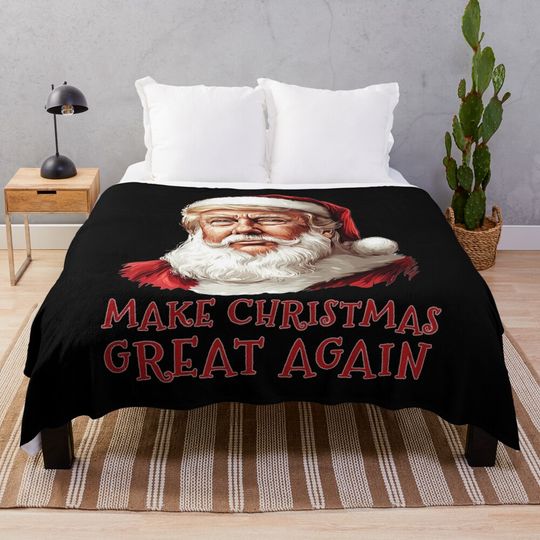 Funny Christmas Trump Santa Make Christmas Great Again Throw Blanket