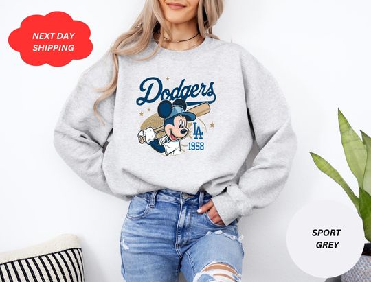 Mickey Mouse Dodgers 1958 Baseball Sweat, Mickey Baseball Shirt, Disney Sport Sweatshirt, Dodgers Baseball Shirt, Dodgers Sweatshirt