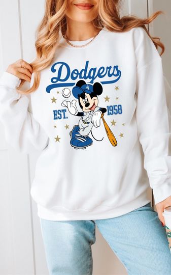 Disney Sport Sweatshirt, Dodgers Sweatshirt, Mickey Mouse Dodgers 1958 Baseball Shirt, Dodgers Baseball Shirt,  Mickey Baseball Shirt