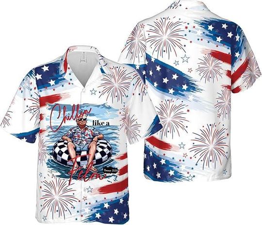 Chillin Like a Felon Hawaiian Shirt, Trump Hawaiian Shirt, Convicted Felon Hawaiian Shirt, Trump Arrest This Hawaiian Shirt,Trump Support