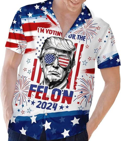 Chillin Like a Felon Hawaiian Shirt, President Trump Hawaiian Shirt, Trump Patriotic Hawaii Shirt, Republican Hawaiian Shirt, Trump Support