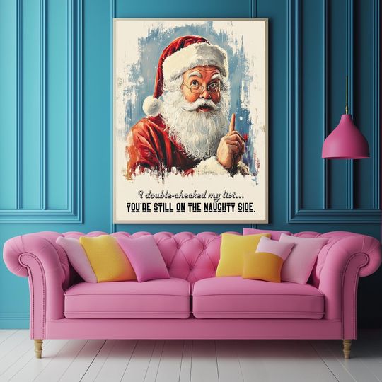 Funny Vintage Christmas Poster  Santa Claus Wall Art, Retro Holiday Humor for Festive Decor, Christmas Gift for bestfriends, Xmas svg,