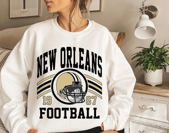New Orleans Football Sweatshirt, Football Fan Crewneck, Retro New Orleans Football Gift for Women, New Orleans Clothing, Football Sweatshirt