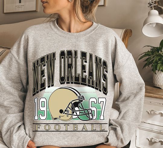 Classic New Orleans Football Sweatshirt, New Orleans Football Sweatshirt, New Orleans Vintage Football Crewneck, New Orleans Gift for Women