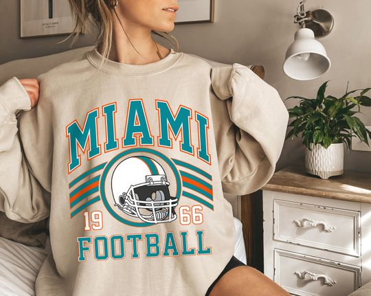 Miami Football Sweatshirt, Women's Football Fan Crewneck, Retro Miami Football Gift for Women, Miami Clothing, Football Sweatshirt