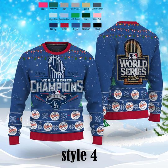 2024 LA Dodgers World Series Champions Ugly Sweater Shirt,  Dodgers Custom Logo, World Series Champions Ugly Sweater Shirt,  Ugly Sweater
