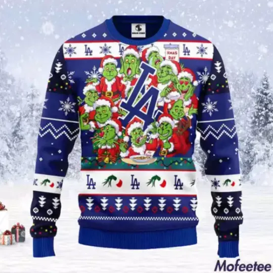 LA Dodgers 12 Grnch Xmas Day Christmas Ugly Sweater, Gift For Baseball Lover