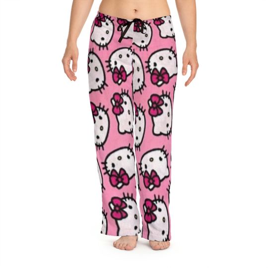Retro ombre hot pink valentine Kitty love Pajamas Pants | Women's Sleepwear
