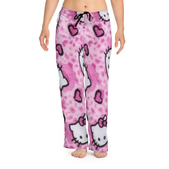 Retro Pink Valentines Animal Cheetah Print Cozy love Kitty Pajama Pants Lounge Cozy Holiday Anime Gift