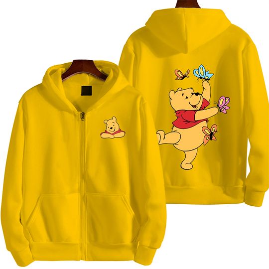 Winnie the Pooh Yellow Men Zip Up Hoodie S