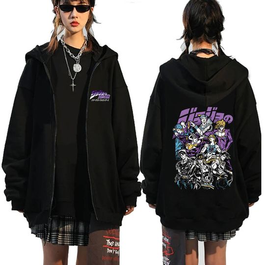Anime Jojo Bizarre Adventure Printed Men Women Zipper Hoodies