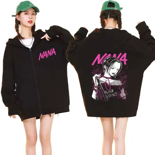 Hot Anime Nana Osaki Zipper Hoodie Men Women's Fashion Aesthetic Clothes Zip Up Hoodies