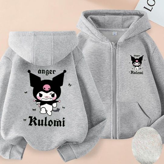 Cartoon Sanrio Kuromi Double Sided Zipper Hoodie | Unisex Zip Up Jacket