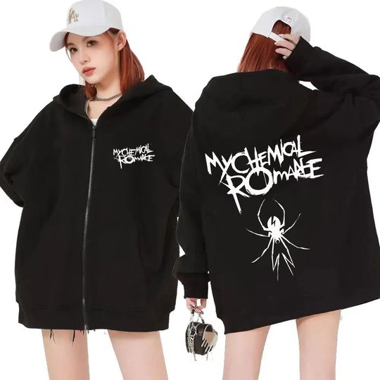 Rock Band My Chemical Romance Mcr DeadDouble Sided Zipper Hoodie | Unisex Zip Up Jacket