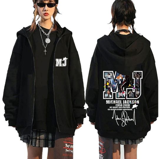 Classic Vintage Michael Jackson Double Sided Zipper Hoodie | Unisex Zip Up Jacket