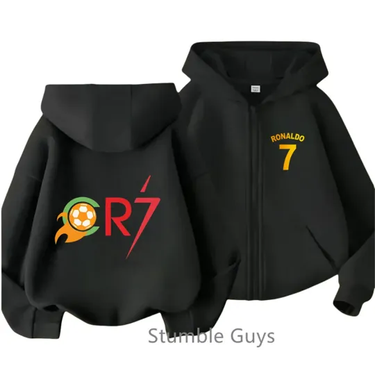 Fashion Ronaldo Double Sided Zipper Hoodie | Unisex Zip Up Jacket