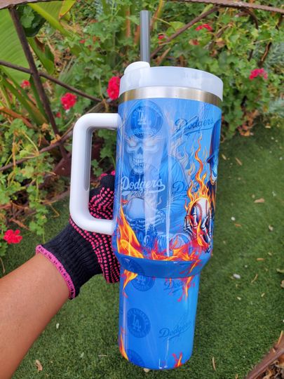 Skull Baseball Dodgers Tumbler