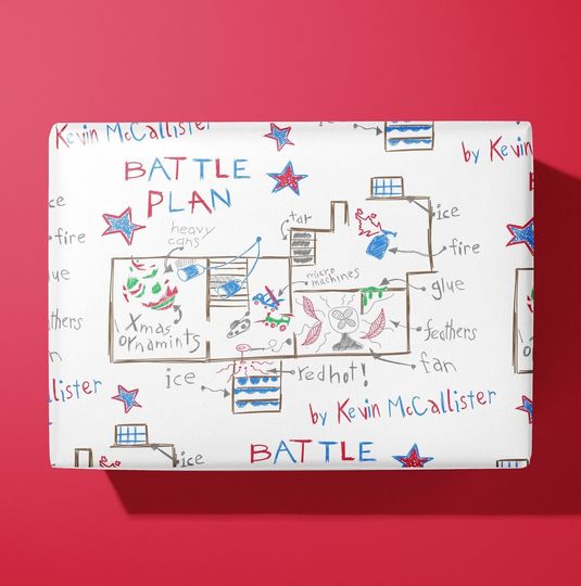 Home Alone Wrapping Paper - Battle Plans - Hand Illustrated