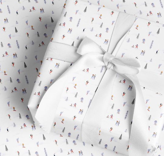 Mountain Skiing Wrapping Paper Holiday Gift Wrap Mountains Skiers Gift Wrap Elegant Christmas Gift Wrap Christmas Wrapping Paper Gift Wrap