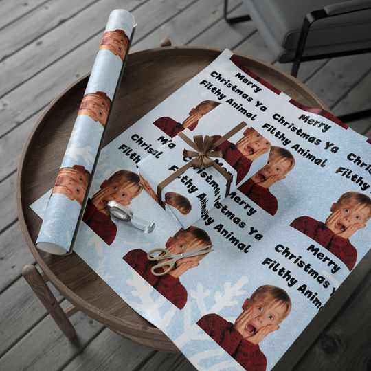 Merry Christmas Ya Filthy Animal Gift Wrap, Holiday Wrapping Paper, Christmas Wrapping Paper Roll, Funny Xmas Gift Wrap, Festive Gift, Funny