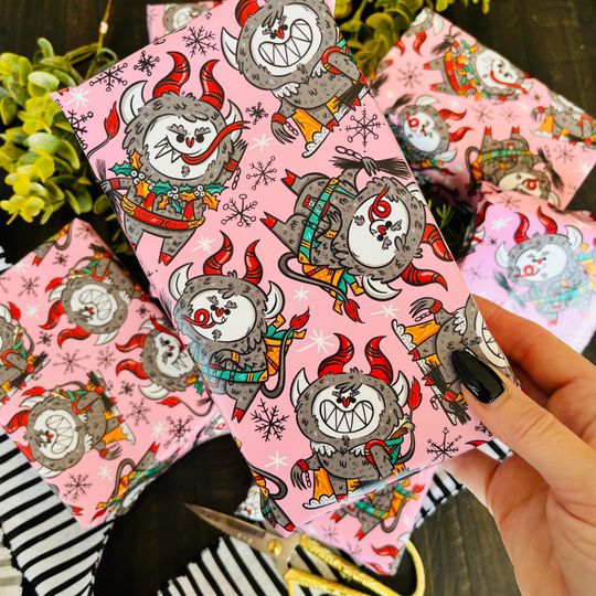 Krampus Wrapping Paper Sheets - Each Sheet 20x29 | Spooky Christmas | Creepmas gift wrap | Hexmas Wrapping Paper | Spookmas | creepmas