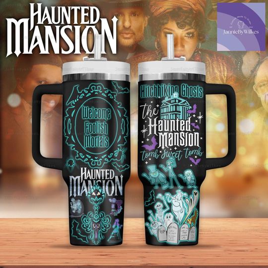 Halloween Haunted Mansion 40oz Tumbler, Hitchhiking Ghosts Tumbler, Halloween Movie Tumbler, Stainless Steel Tumbler, Horror Tumbler