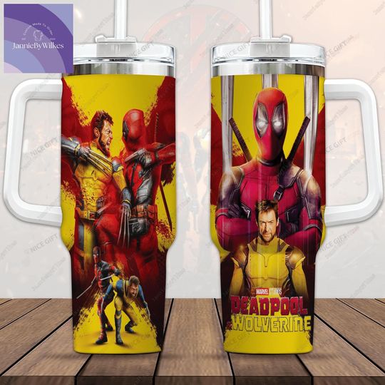 Deadpool And Wolverine 40oz Tumbler, Deadpool 3 Movie Characters Tumbler Cup, Superhero Characters Tumblers, Stainless Steel Tumbler