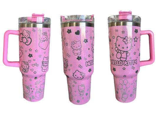 Hello kitty Engraved 40 oz Tumbler with Handle