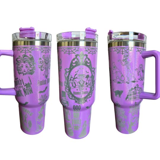 Limited Edition 40oz Laser Engraved Tumbler. The Haunted Mansion Design. Engraved tumbler