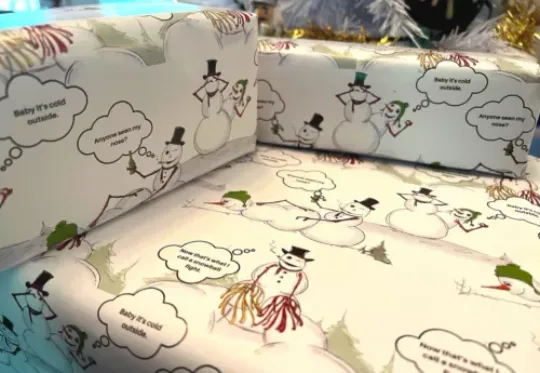 Funny Holiday Wrapping Paper | Naughty Snowman Christmas Adult Wrapping Paper