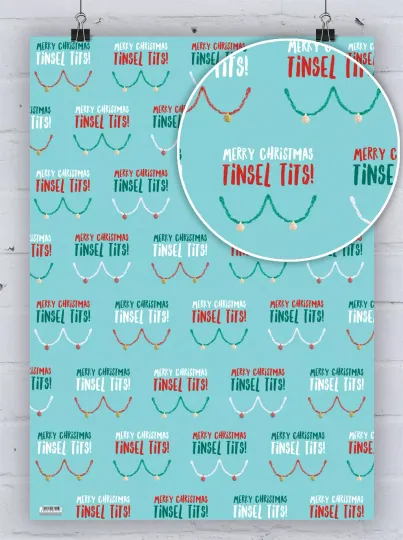 Christmas Wrapping Paper Gift Wrap Funny RUDE Tinsel T*Ts Hilarious Cheeky Xmas