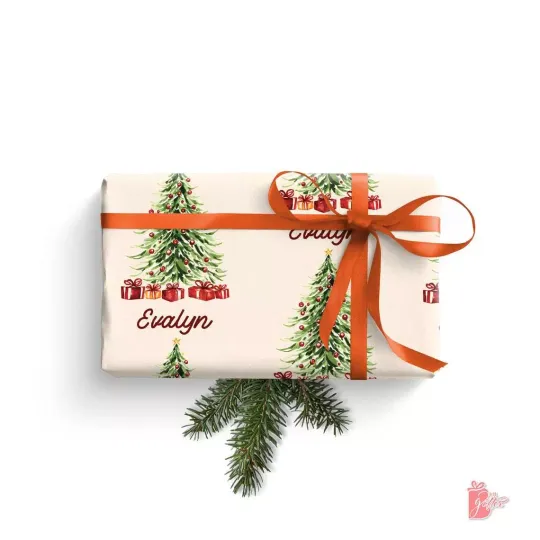 Name Personalized Gift Wrapping Paper Roll 24" Christmas Tree Funny Gift Wrap