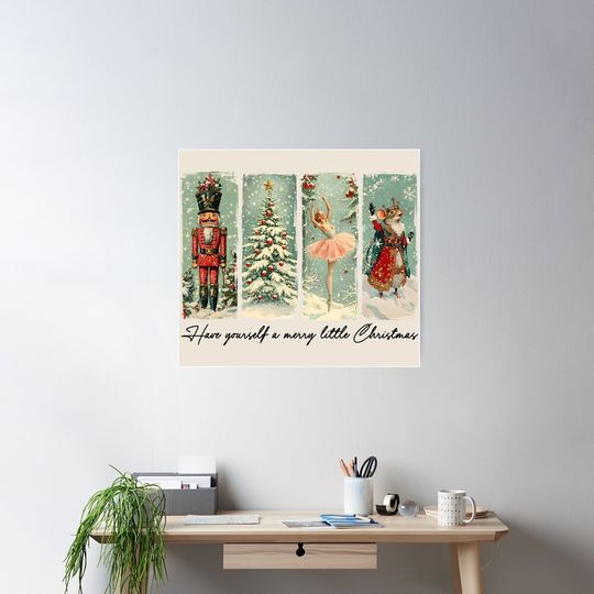 Retro Christmas Nutcracker, Christmas, Vintage Christmas, Merry Christmas Poster