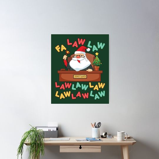 Funny Lawyer Christmas Santa Fa Law Law Poster