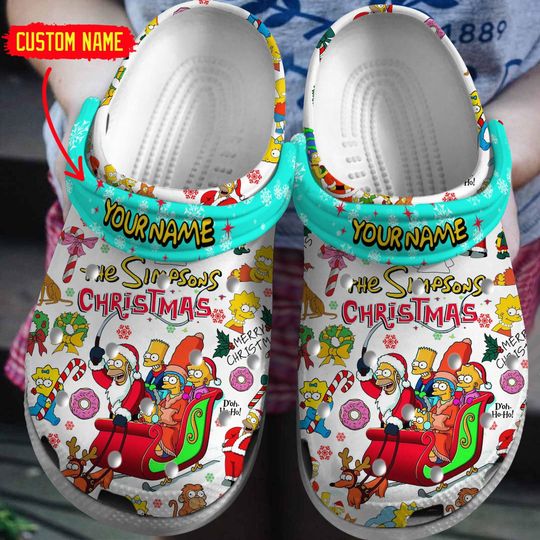 Family Simpsons Christmas Shoes, Custom Simpsons Characters Sandals, Bart Simpson Xmas Shoes, Homer Simpsons Shoes, Christmas Gift