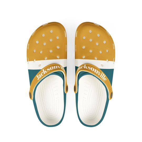 Jacksonville Football Themed Clogs,  jaguars football shoes, jaguars fan shoes, Cute shoes, unisex shoes