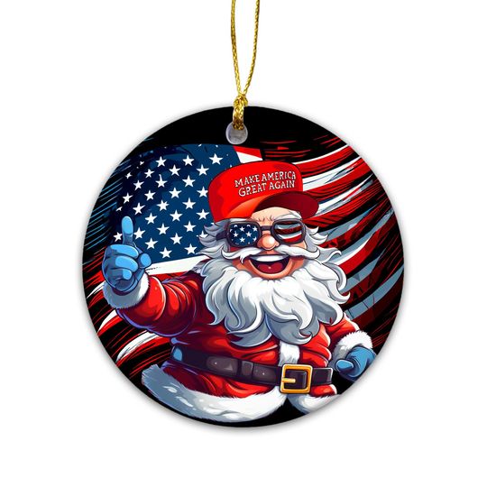 Donald Trump 2024 Christmas Ornament | Trump Santa 2024 - Political Donald Trump Support, Keep Faith In America, Christmas Spirit