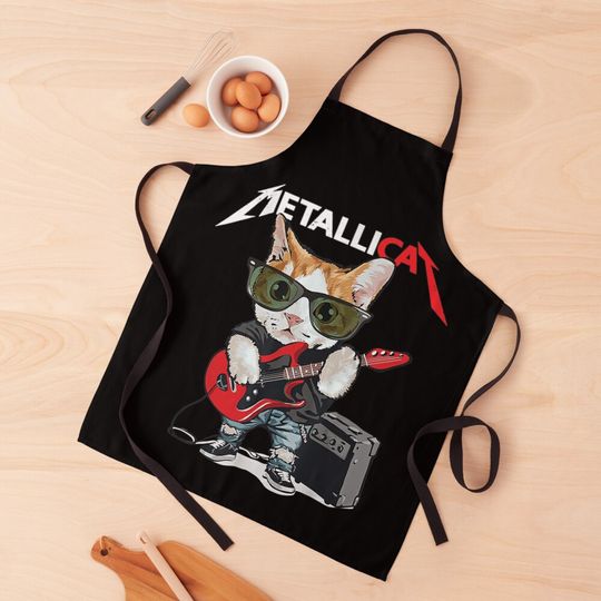 Funny Cat Rock 90s Meow For Music Band Of Friends Premium T-Shirt Apron