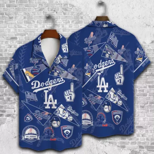NEW! Blue Color L.A Dodgers Hawaiian Shirt Beach Shirt Aloha Shirt For Dad Gift