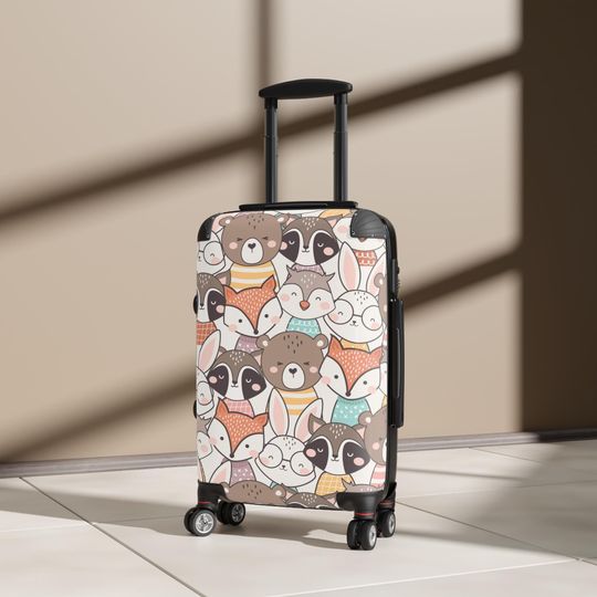 Cute Animal Print Suitcase, Whimsical Luggage for Kids and Adults, Travel Gear, Perfect for Vacations and Adventures, Fun Gift Idea