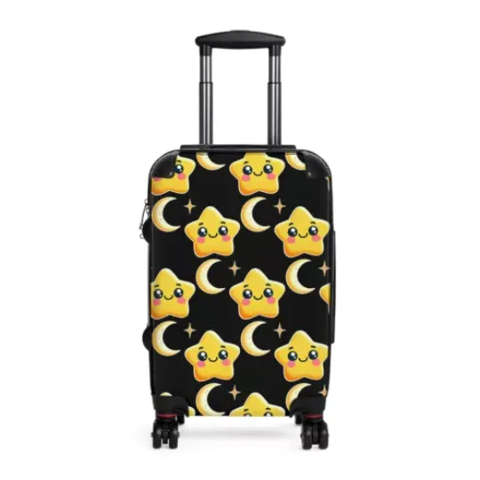 Suitcase Travel Bag with Cute Baby Stars and Crescent Moon